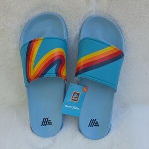 NWT ALDI Gear Men's Blue Rainbow Slide Sandals Size 11 with Arch Support